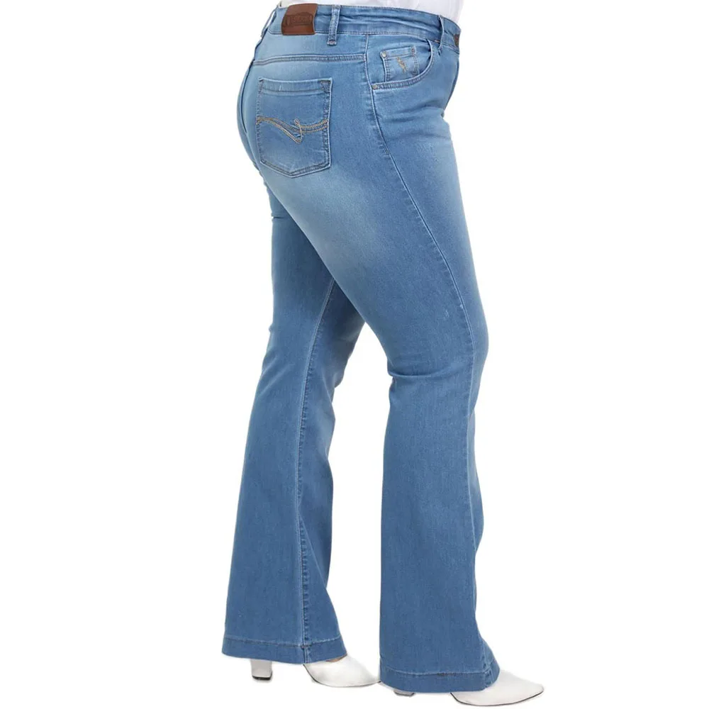 

Hanezza Plus Size Women Fashion 2021 Winter Clothing Flared Pants High Rise Floor-Lenght Elegant Denim Trousers + 2XL - 7XL + Large Size Highly Seasonal Chic Jeans + 44 - 54 EU Casual Wear Female Black, Blue, Dark Blue