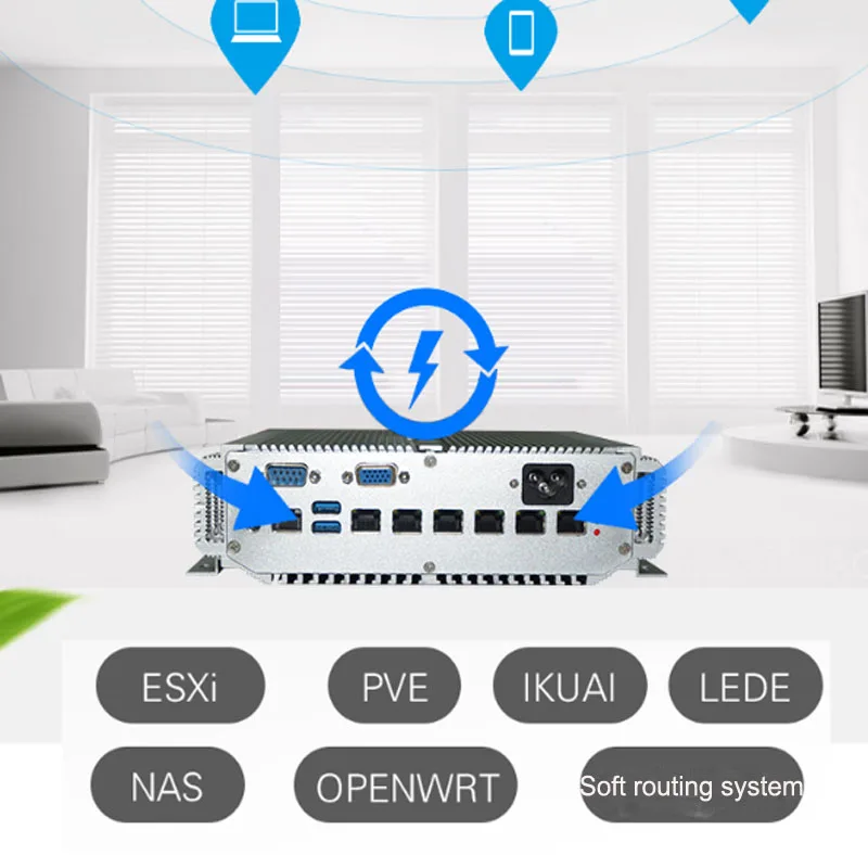 Мини ПК Pfsense 3865U без вентилятора 4 ядерный компьютер 6 портов Lan RJ45 гигабитный