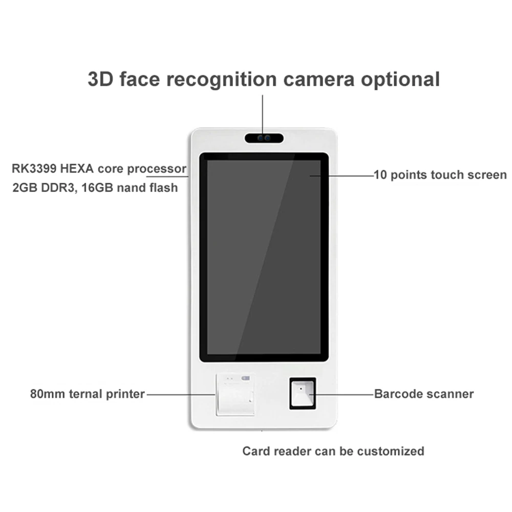 32-дюймовый стоячий киоск для самостоятельного заказа с 80 мм терминальным