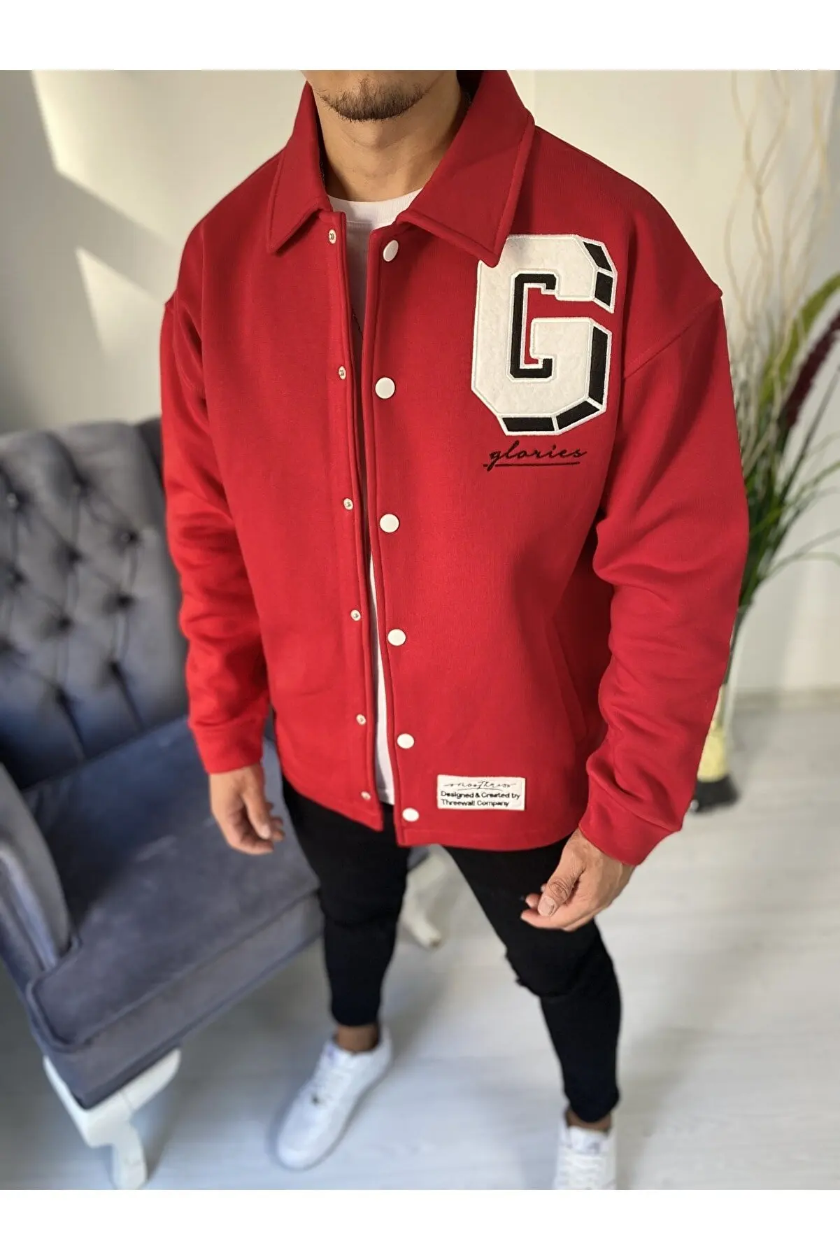

Men's Oversize Cotton College Jacket Solid Color Warm Winter Coat Casual Colorful Male Outwear Thick Streetwear Stylish Fashion