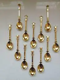 

Solid Copper Zamac Serving Measuring Coffee Tea Sugar Spoons Gold Color