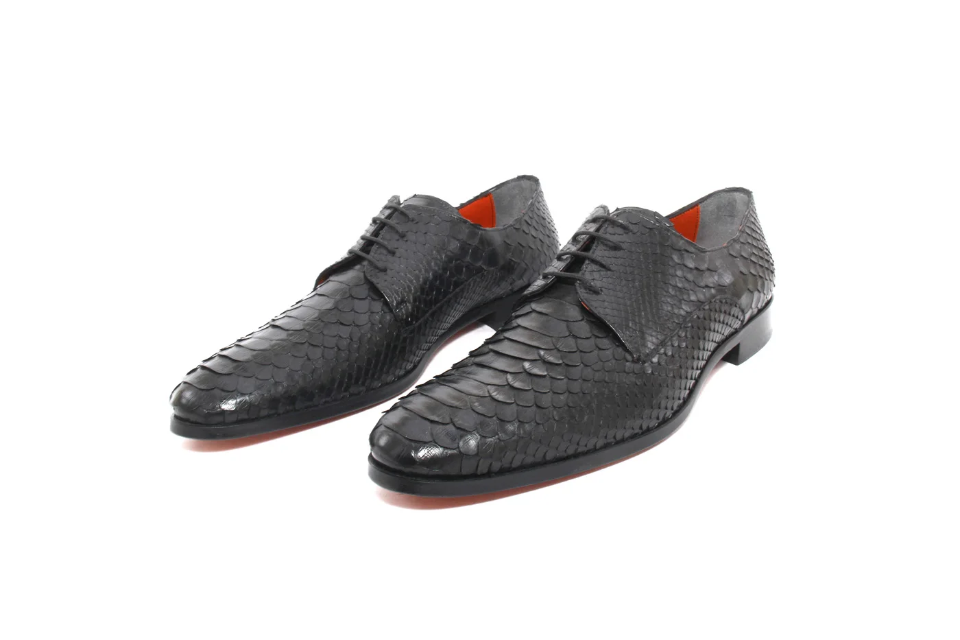 

Черные туфли-Дерби SHENBIN'S большого размера с настоящей змеиной кожей питона, красная кожаная подошва, размер 44, мужские роскошные деловые туф...