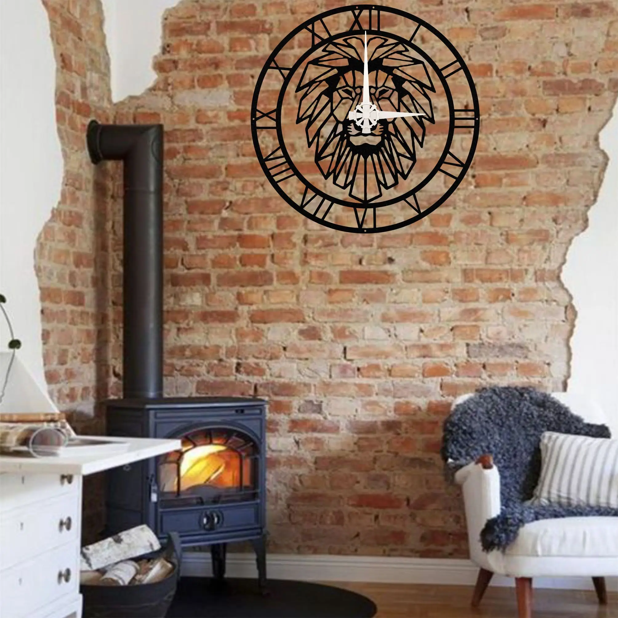 Металлические настенные часы металлическая Львиная головка металлические