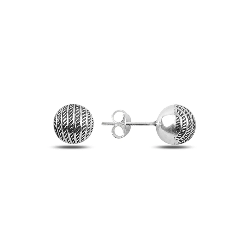 

Silver 925 Sterling 8mm Pattern Ball Earrings