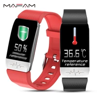 mafam t1 smart watch temperature measure ecg heart rate blood pressure monitor drinking remind wrist band for xiaomi dropshiping