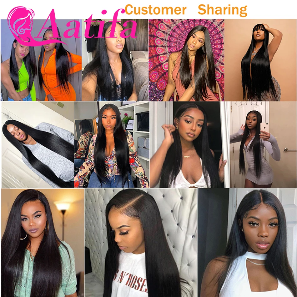 

Transparent Lace Straight 13x4 Lace Front Wigs Human Hair Wig 180% Density Brazilian Virgin Hair Wig Aatifa Hair For Black Women