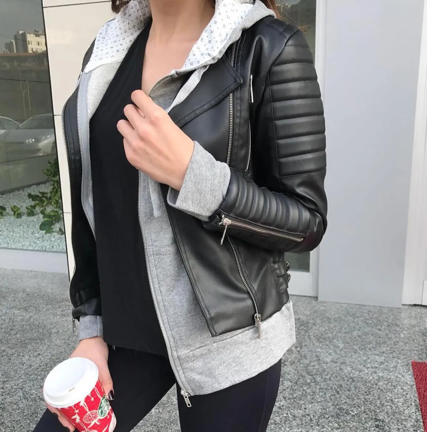 Кожаная куртка кожаные куртки черное пальто 2019|Кожаные куртки| |