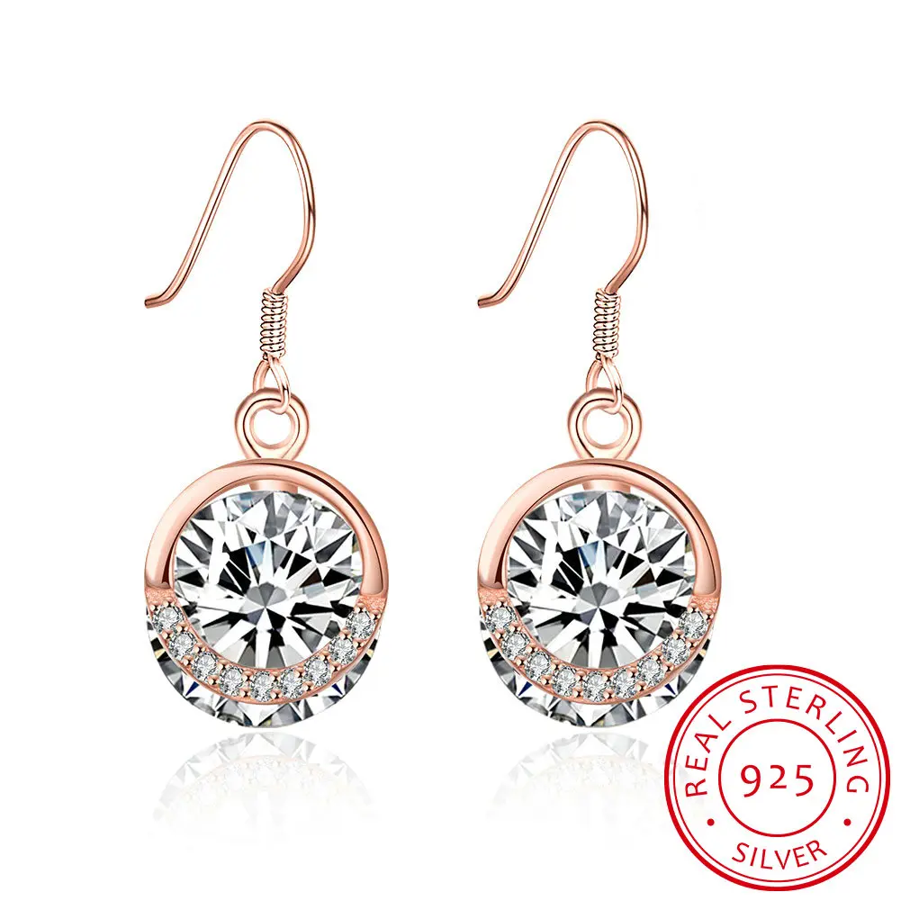 

Sterling Silver Earrings Sterling Silver Round Diamond Earrings for Women