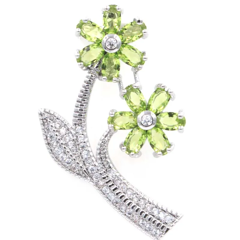 Красивые серебряные женские ювелирные изделия с цирконом и хризолитом 38x24