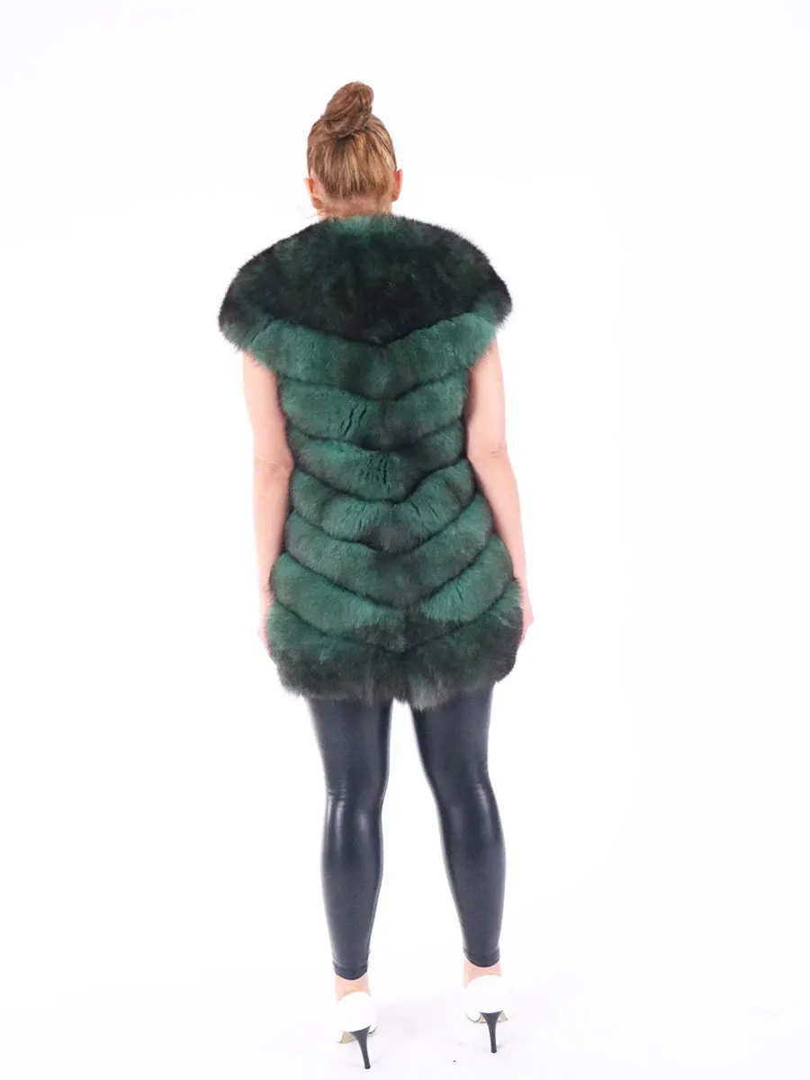 Real Fur Coat Winter Women 2021 Fashion Casual Warm Slim Sleeveless Long Faux Fox Fur Vest Winter Pockets Jacket Women
