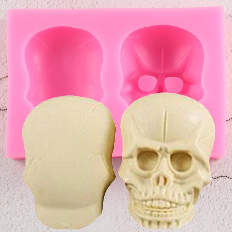 

Силиконовая форма в виде головы черепа на Хэллоуин, форма для помадки, кекса, топпера, инструменты для украшения шоколадной мастики, торта, конфет, глины, формы для смолы