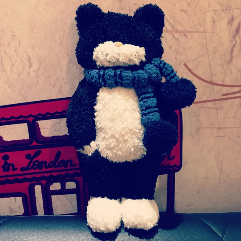 Шарф Tiimo с мультяшным животным Черный кот мягкая игрушка 42 см плюшевая кукла