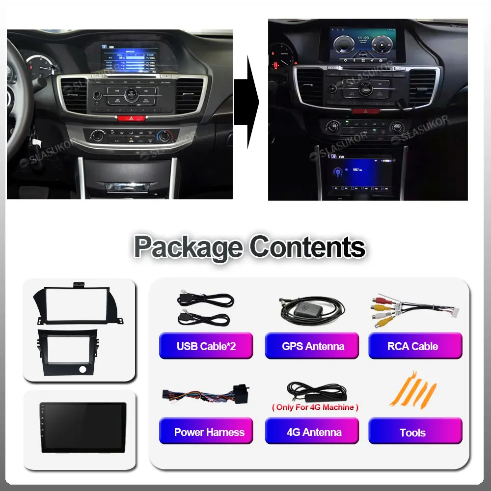 Автомобильный радиоприемник 9 дюймов Android 10 для HONDA ACCORD 9TH 2013 - 2015 2016 2017 WIFI GPS