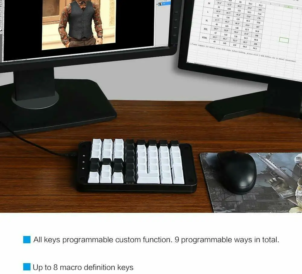 Single-Handed Mechanical Keyboard All 46 Programmable Keys Tools Gaming Keypad 8 Macro Keys with Cherry MX Black Switches