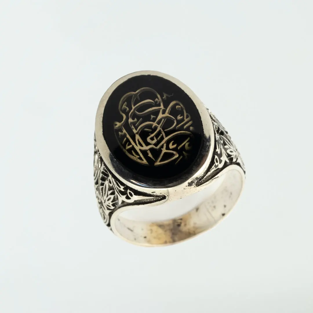 

Vuzera 925K genuine silver men ring square Onyx handmade gift for men all you vintage gift ottoman style turkey new From Turkey