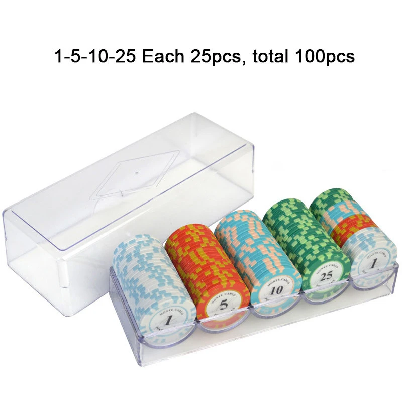 100 шт./компл. фишки из глины в Казино Лас Вегас налоги покерные с акриловым чехлом