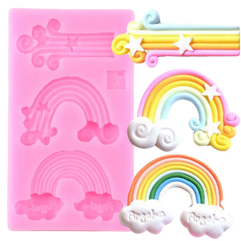 Радуга облака силиконовая форма детский день рождения звезды кекс Топпер