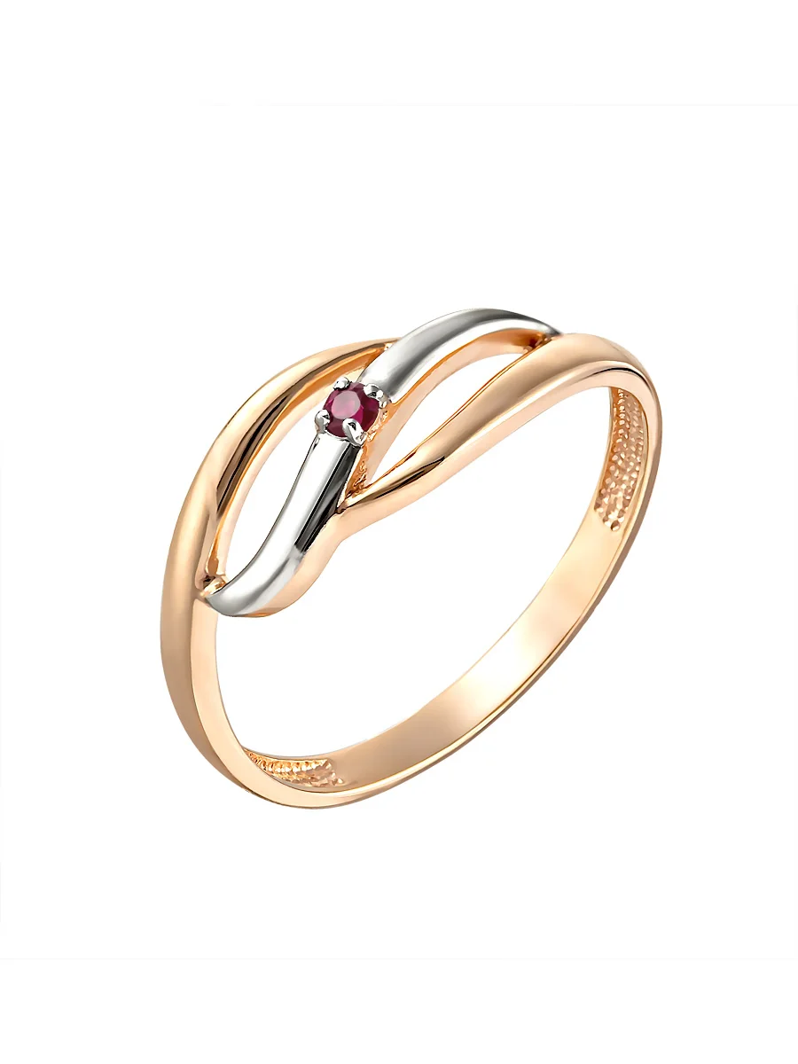 Кольцо SamoroDki Jewelry серебро 925пр золочение/родирование Корунд рубин Натуральный