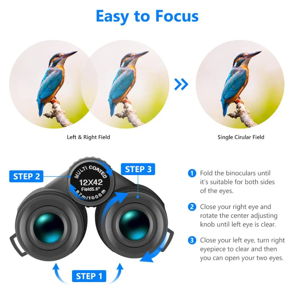 

Neewer 12x42 Binoculars with Clear Weak Light Vision,BAK4 FMC Lens,Large Eyepiece Binoculars for Birds Watching Traveling Hiking