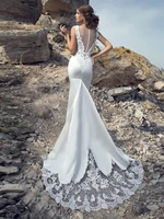 charming boho wedding dress mermaid o neck sleeveless appliques tea length bridal gown for sexy women custom vestidos de noiva