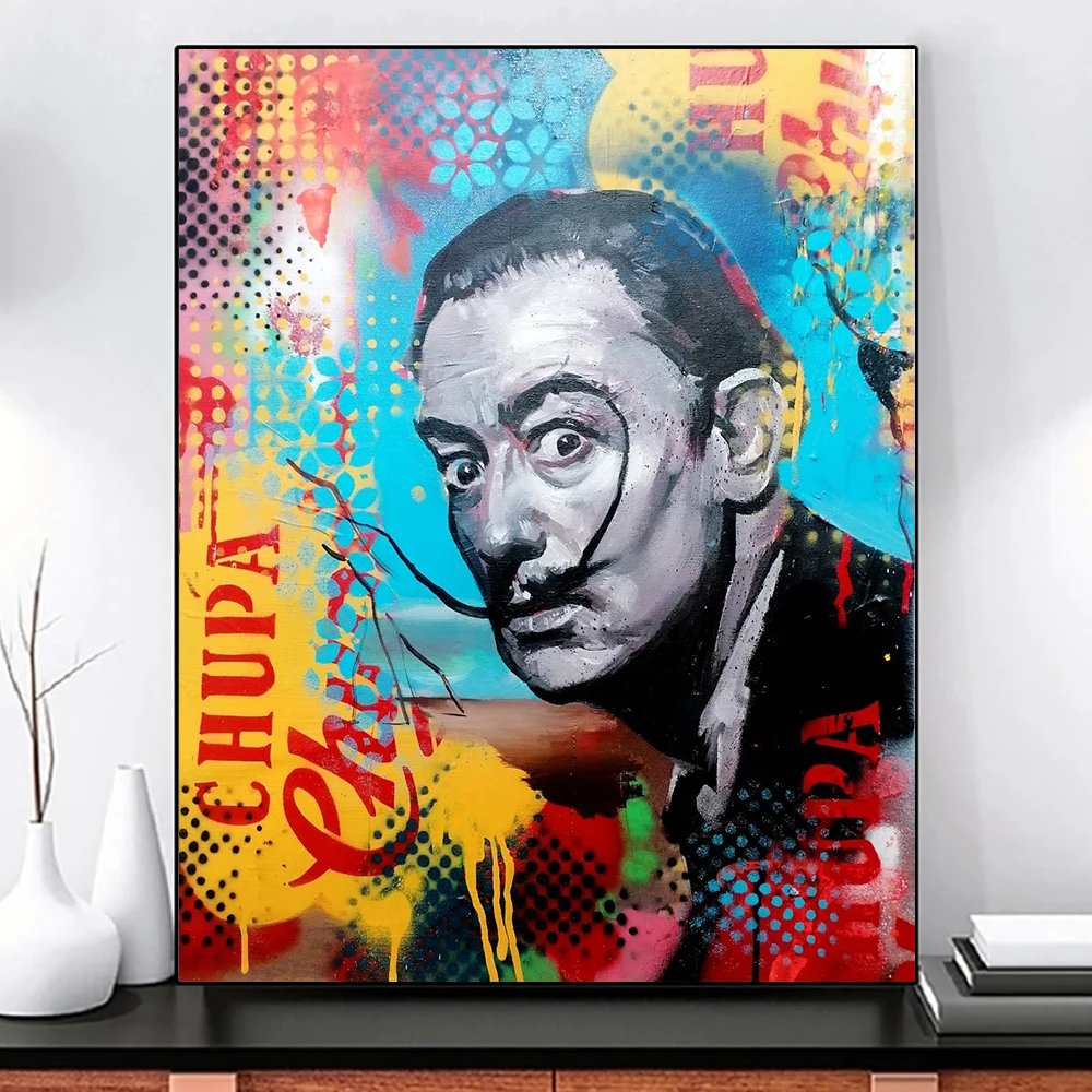 

Pop Art Canvas Painting Graffiti Art Salvador Dali Portrait Poster and Prints Street Art Wall Picture For Living Room Home Decor