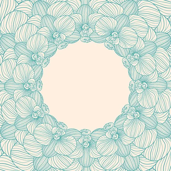 Занавески для душа орхидеи круглая рамка экзотическое цветение в винтажном