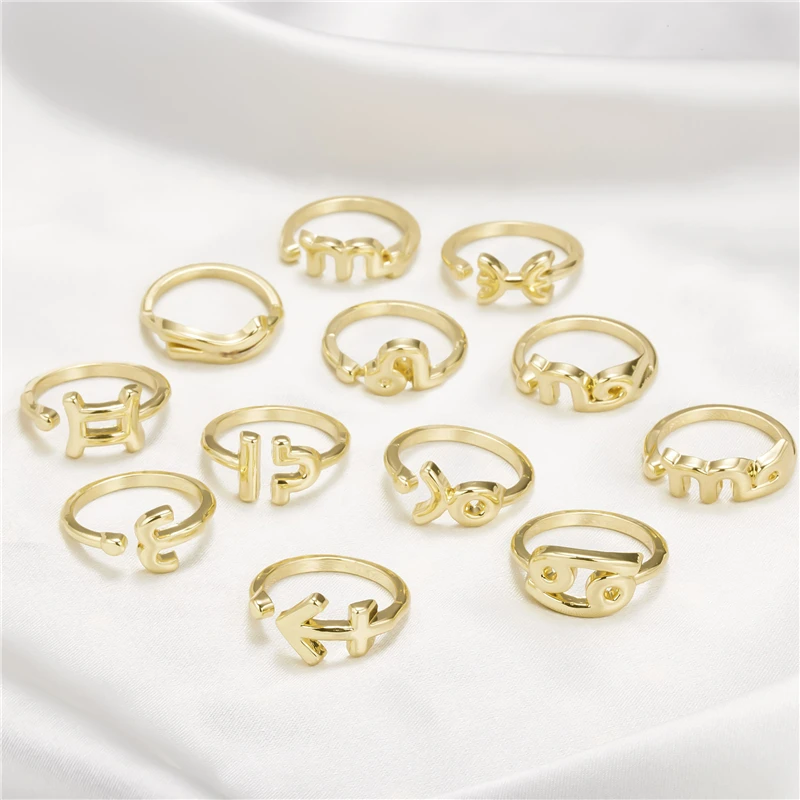 

New Stainless Steel Zodiac Rings for Women Men Antique Style Design Letter Leo Aries Rings Minimalist 12 Constellation Jewelry