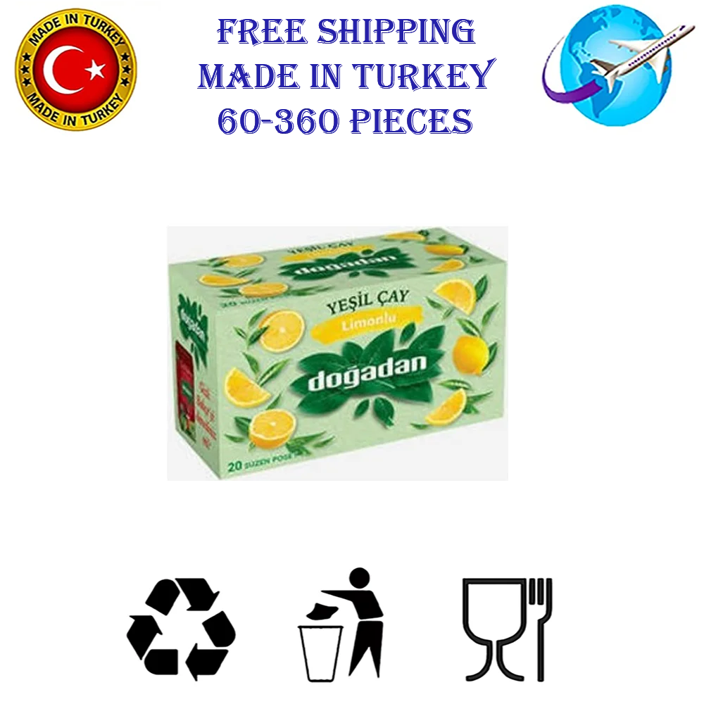 

Turkish tea bags dogadan green tea with lemon free shipping 60-360 pieces in 3-18 package made in turkey