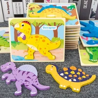 baby wooden 3d puzzles dinosaur animal wood jigsaw puzzle game kids learning montessori educational toys for children child gift