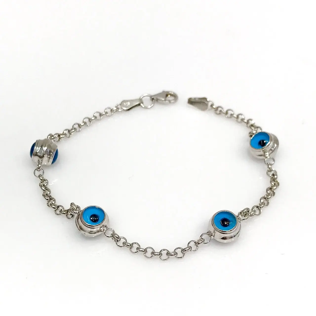 Тренд сглаза бисером тонкий цепной серебряный браслет|Гибкие и жесткие браслеты|