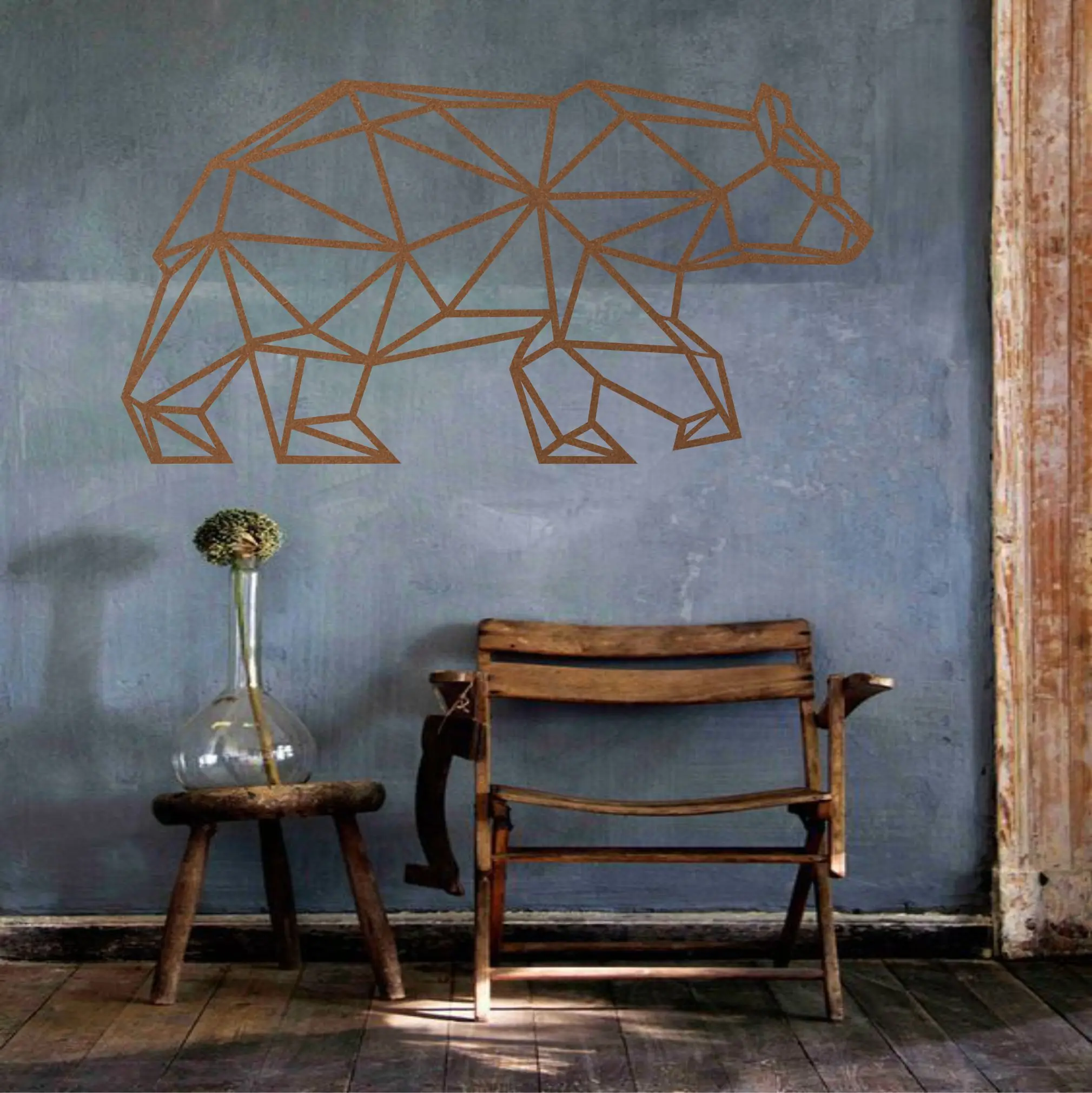 

Metal Wall Art, Geometric Metal Bear Silhouette, Metal Wall Decor, Bronze