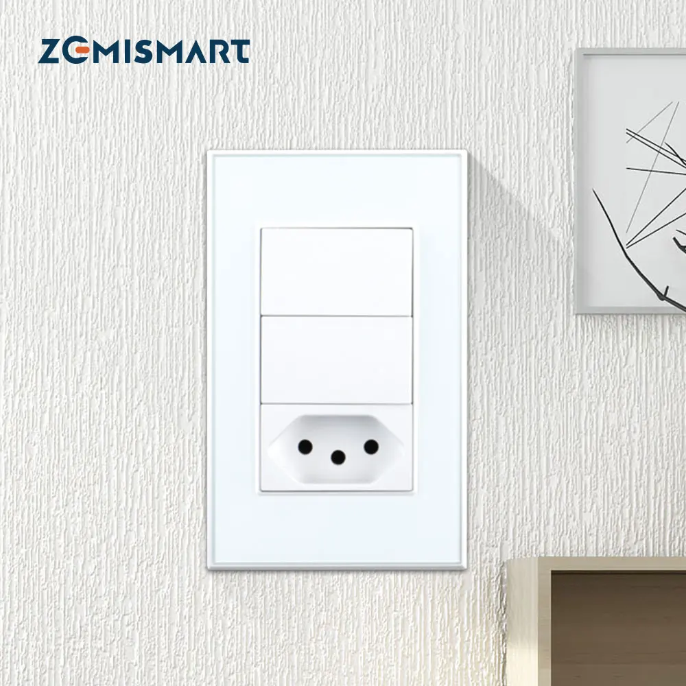 

Умная бразильская розетка Zemismart Zigbee с двумя выключателями, настенный выключатель в бразильском стиле, работает со стандартным хаб Apple Homekit