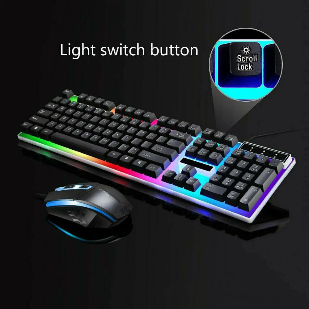 Проводная клавиатура и мышь со светодиодный Ной RGB-подсветкой набор с