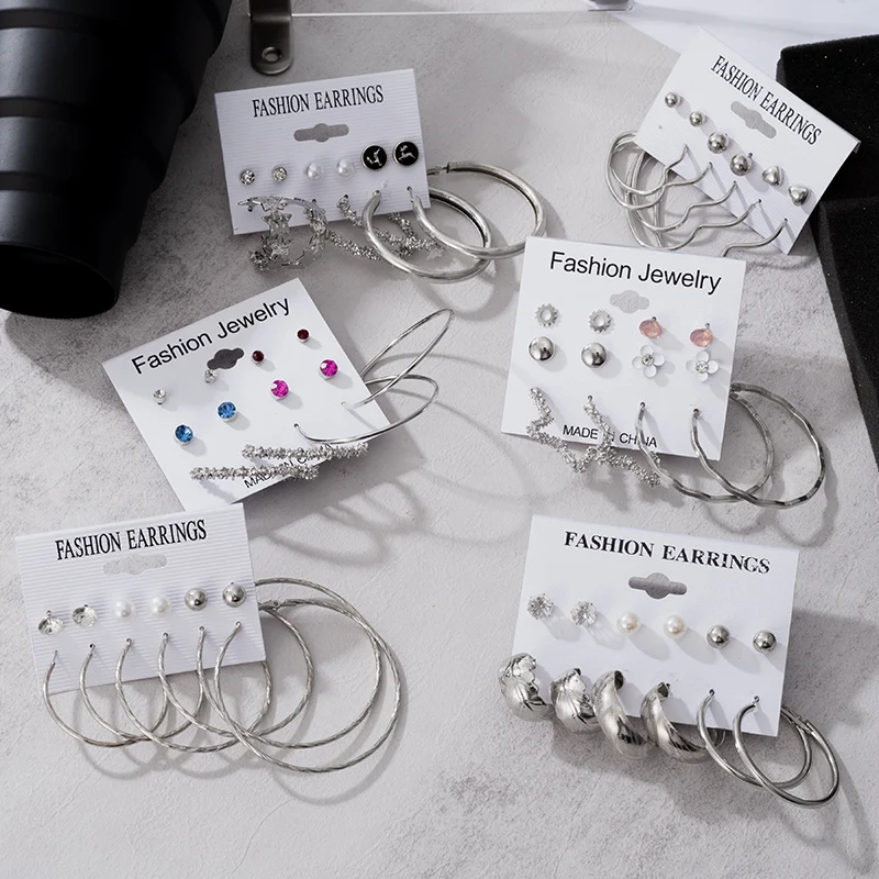 Серьги-кольца женские из нержавеющей стали серебристого цвета - купить по