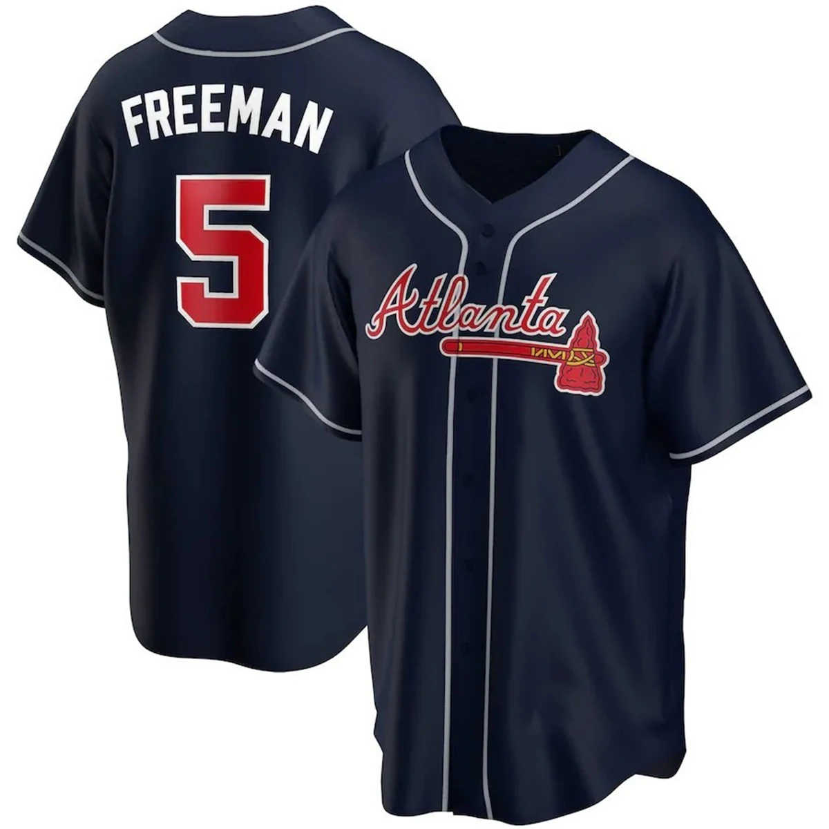 

Baseball Short Sleeve T-shirt Shirt Training Wear, Braves # 5 Freeman # 7 Swanson T-shirt Jersey Trainer Button Top