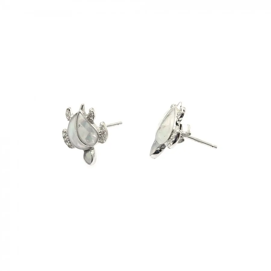 

Dainty Minimal Pearl Turtle Earrings 925 Sterling Silver