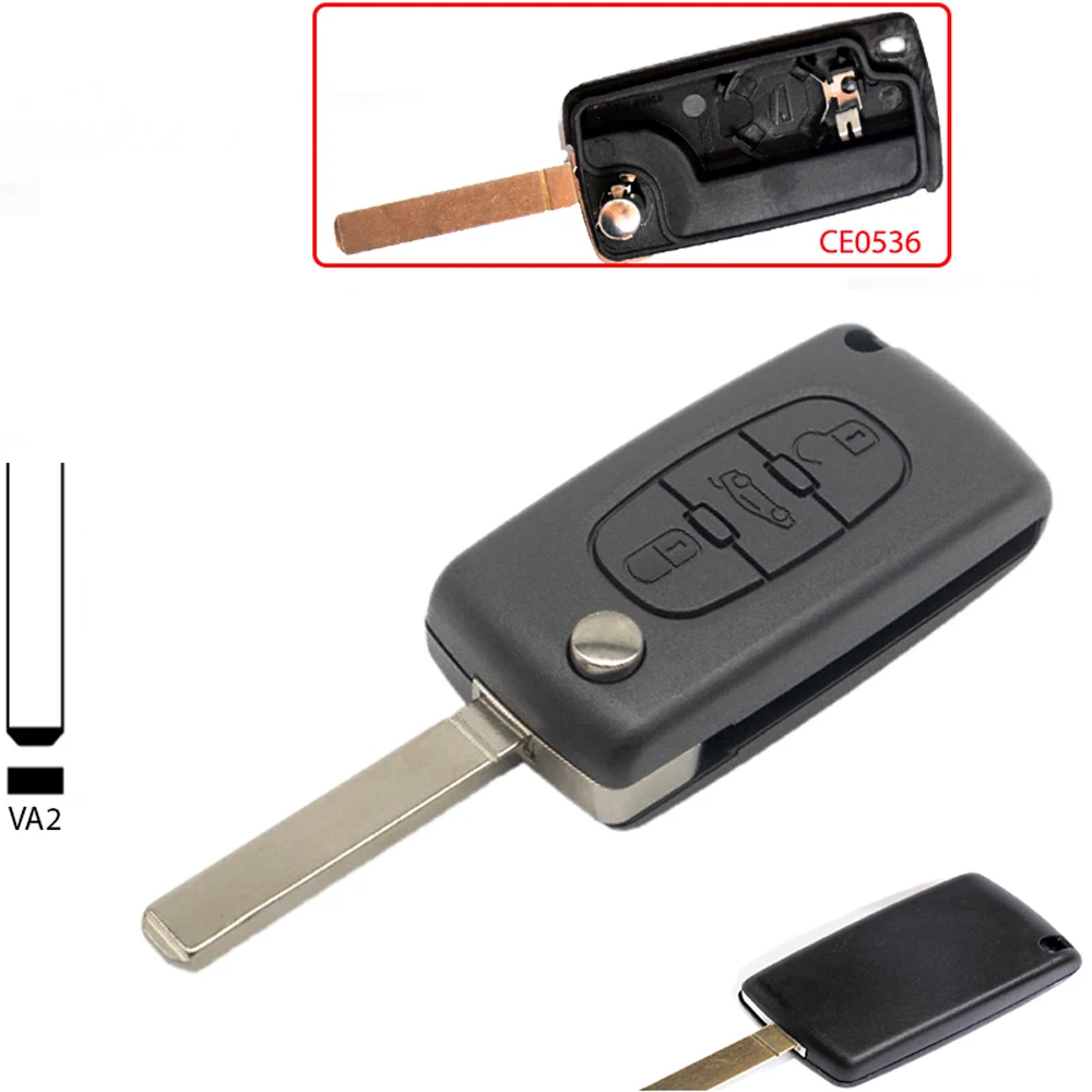 Корпус ключа совместимый с Citroen CE0536 C2 C3 C4 C5 C6 сменный 3 кнопками шток va2 | Автомобили