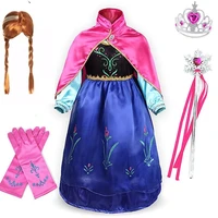 elsa anna princess dress snow queen 2 cosplay wig kids christmas birthday party costume baby girl clothes accessory