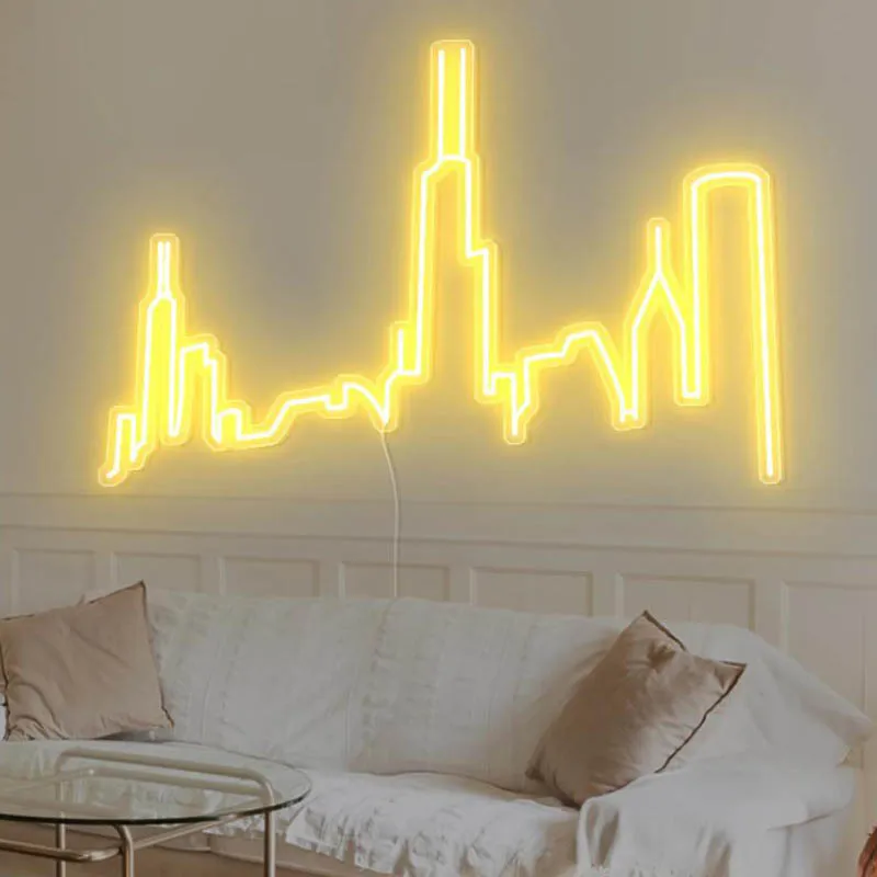 Светодиодный Custom City Skyline Neon Sign светильник ручной работы Настенный декор подвески