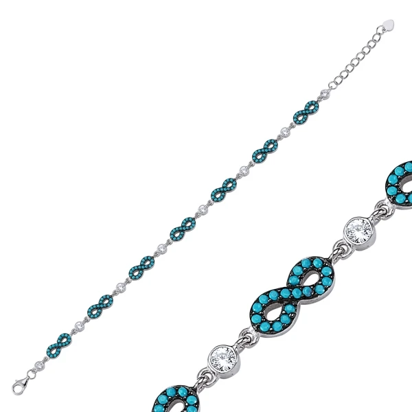 

Silver 925 Sterling Zircon Cubic Zirconia Infinity Bracelet