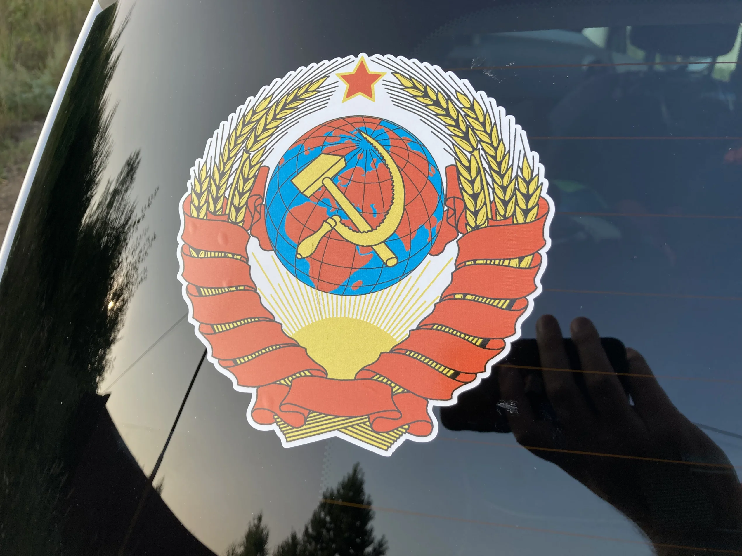 Автомобильная виниловая цветная наклейка Герб Флаг СССР USSR Стикер для окна авто |
