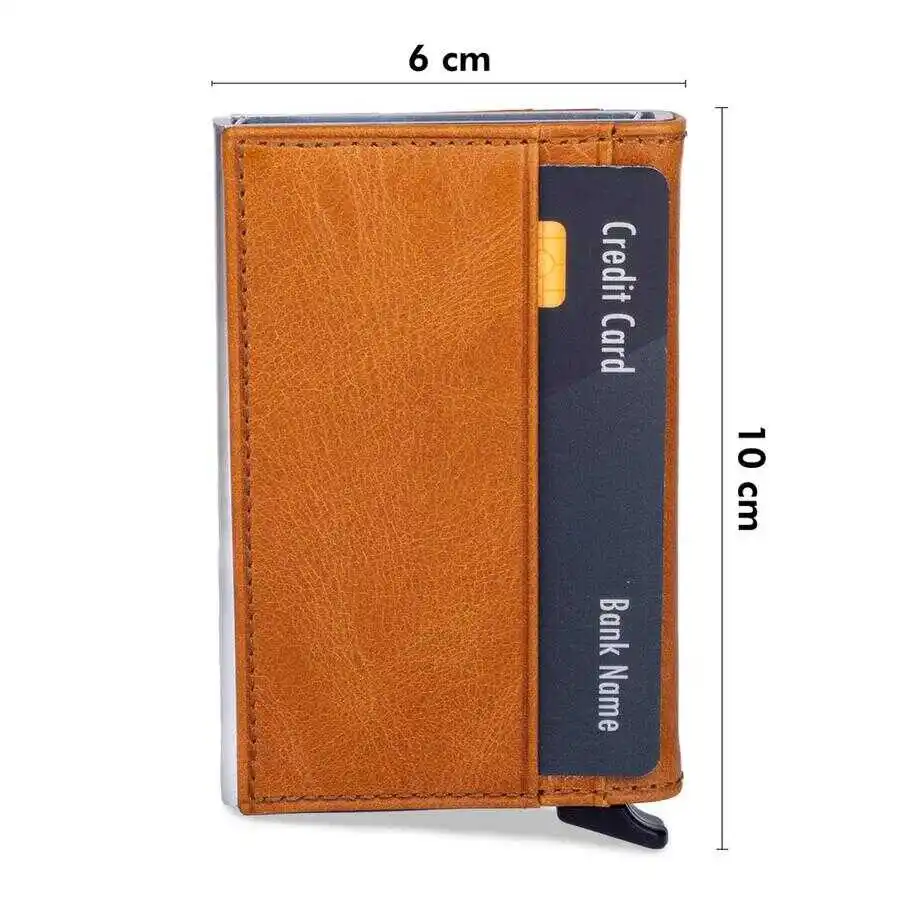 Anitolia – porte-cartes mécanique en cuir véritable, pratique, porte-monnaie de poche pour argent de toute une vie, bonne qualité, nouveau 2