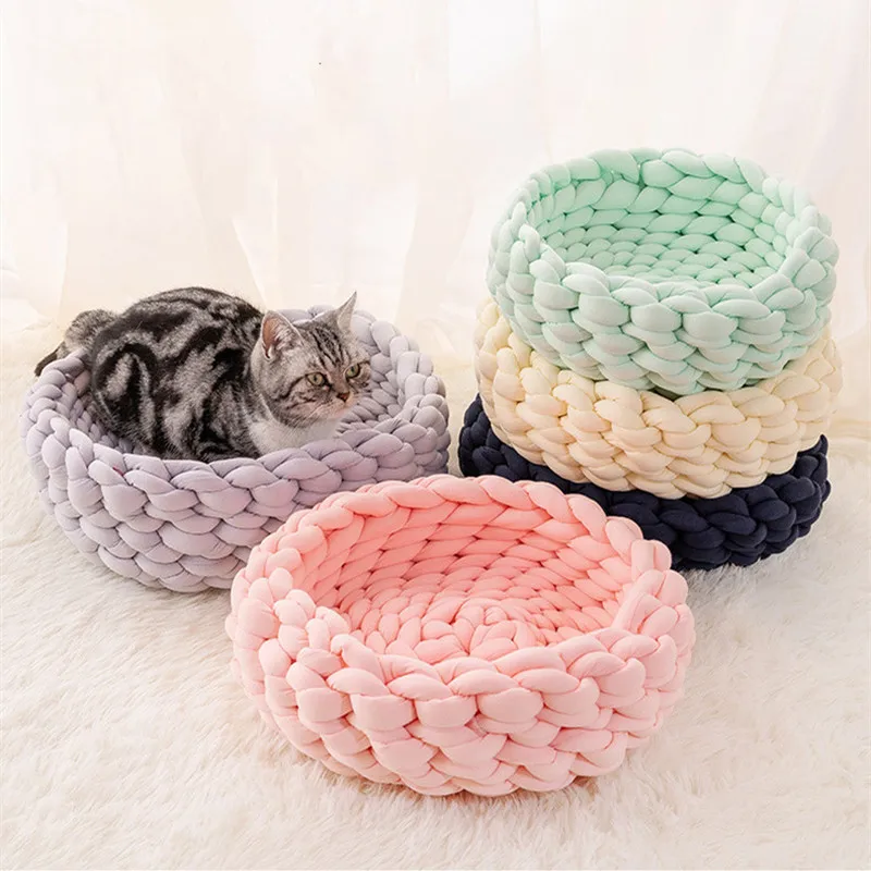 

Pet Dog Bed Hand-woven Cotton Soft Dogs Cats Bed Mats Puppy Cushion House Pet Kennel Pet Product Dog Accessories