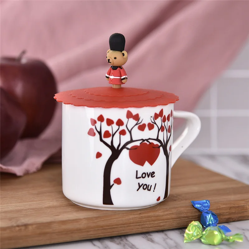

Cute Fruits Adorn Water Drinking FDA Silicone Anti-Dust Bowl Lid Cartoon Dustproof Cup Cover Reusable Seal Suction Airtight Cap