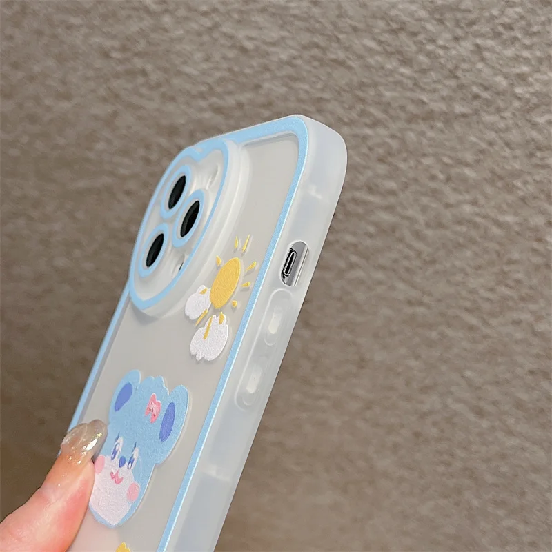 Cute Bear Flower Oil Painting Phone Case For iphone 13 12 11 Pro Max X XR XS Cover Fashion Cartoon Clear Soft Silicone Cases |