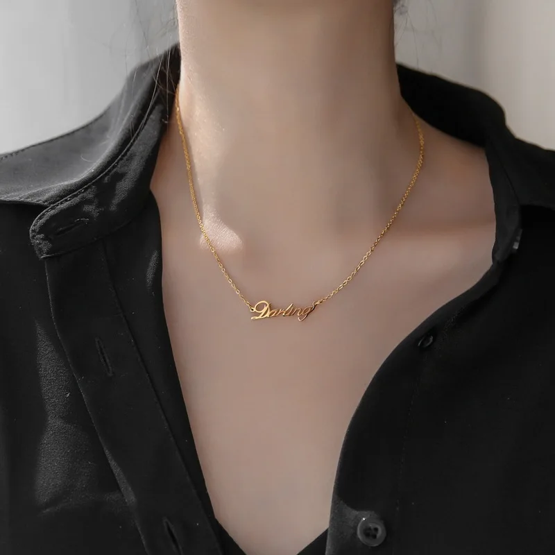 

SUNIBI Fashion Necklace For Women Vintage Accessories Choker 316L Stainless Steel Jewelry Mothers Day Gift Neck Gold Necklace