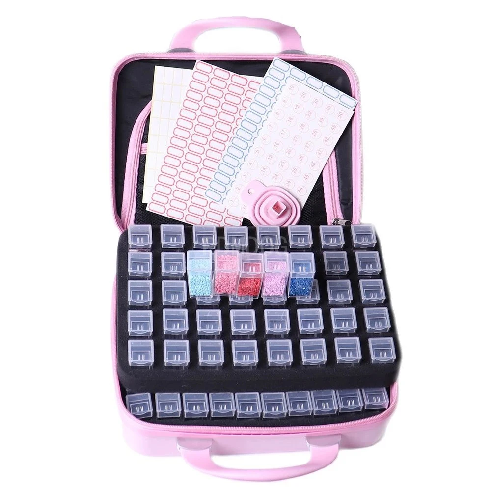 

2 layer 100 Square Bottles Diamond Painting Accessories Container Storage Bag Carry Case Holder Box Embroidery Tools Organizer