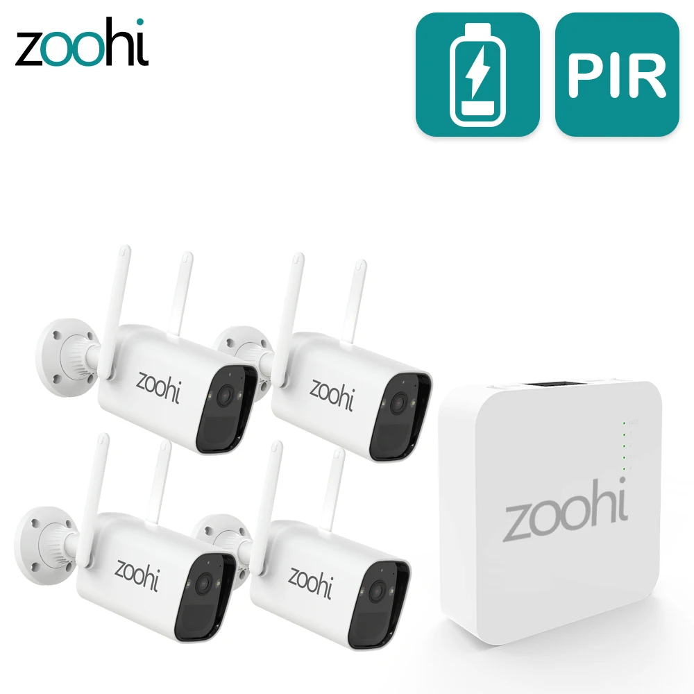 Zoohi Беспроводная батарея камера с солнечной панелью мини NVR система PIR
