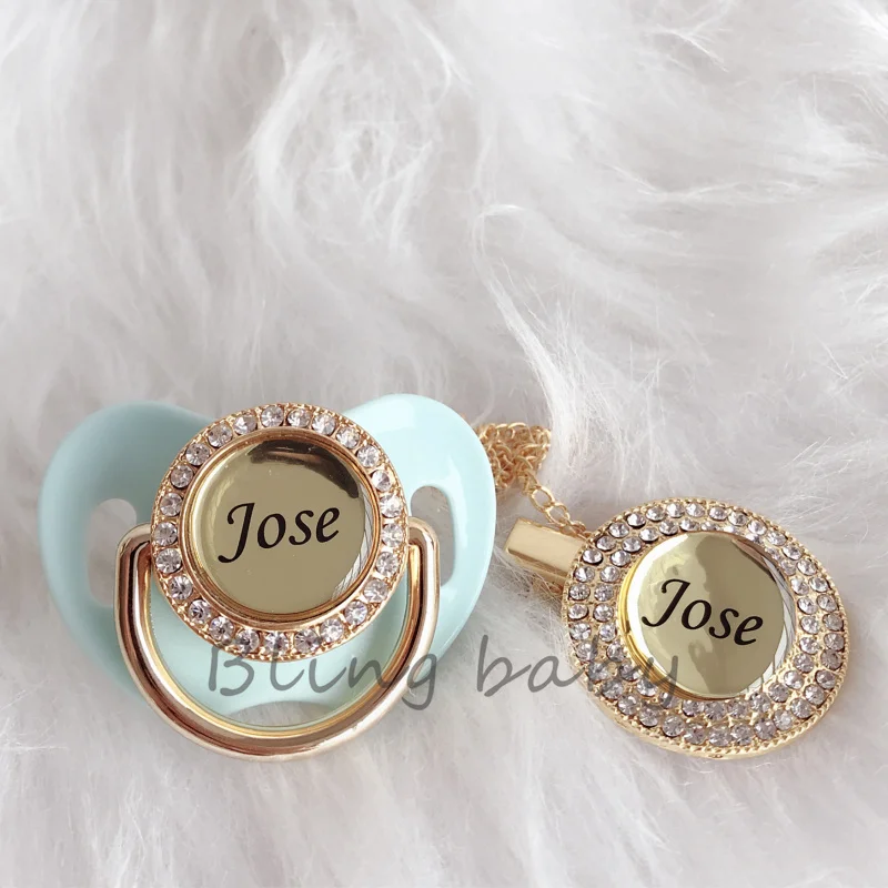 Набор силиконовых зажимов для соски и пустышки золотистого мятного цвета без