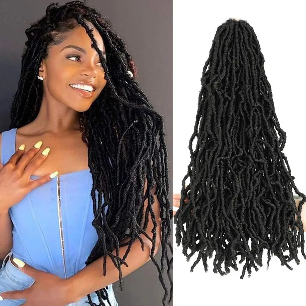 

18Inch Goddess Faux Locs Curly Hair Synthetic Extened Nu Soft Locs Crochet Braids Hair Crochet Hair African Roots